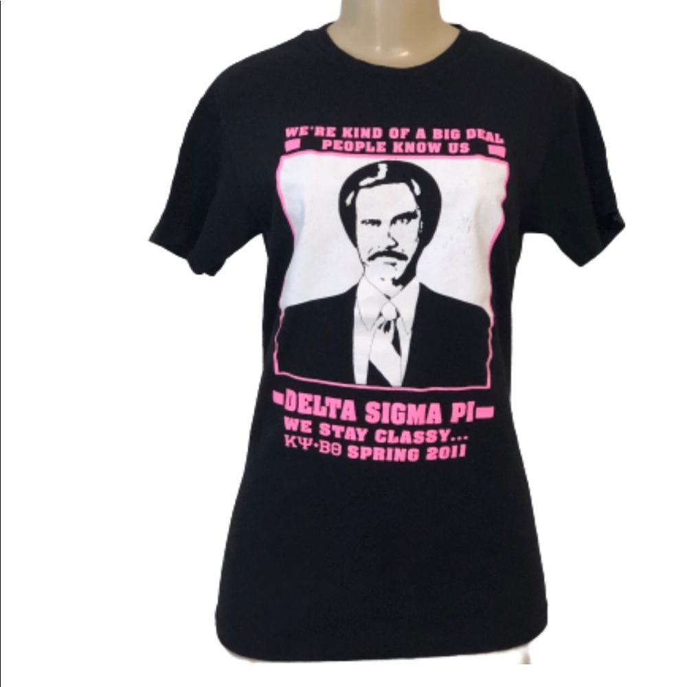 RON BURGUNDY BLACK T SHIRT SZ SMALL